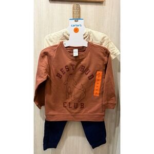 Carter's Toddler Boys 3-Piece Set Best Bud Club Sweatshirt T-Shirt Joggers 2T